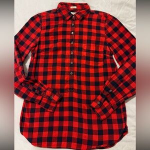 J. Crew Factory Buffalo Plaid 3/4 Button Down Shirt Women’s SZ XS 💯 Cotton EUC